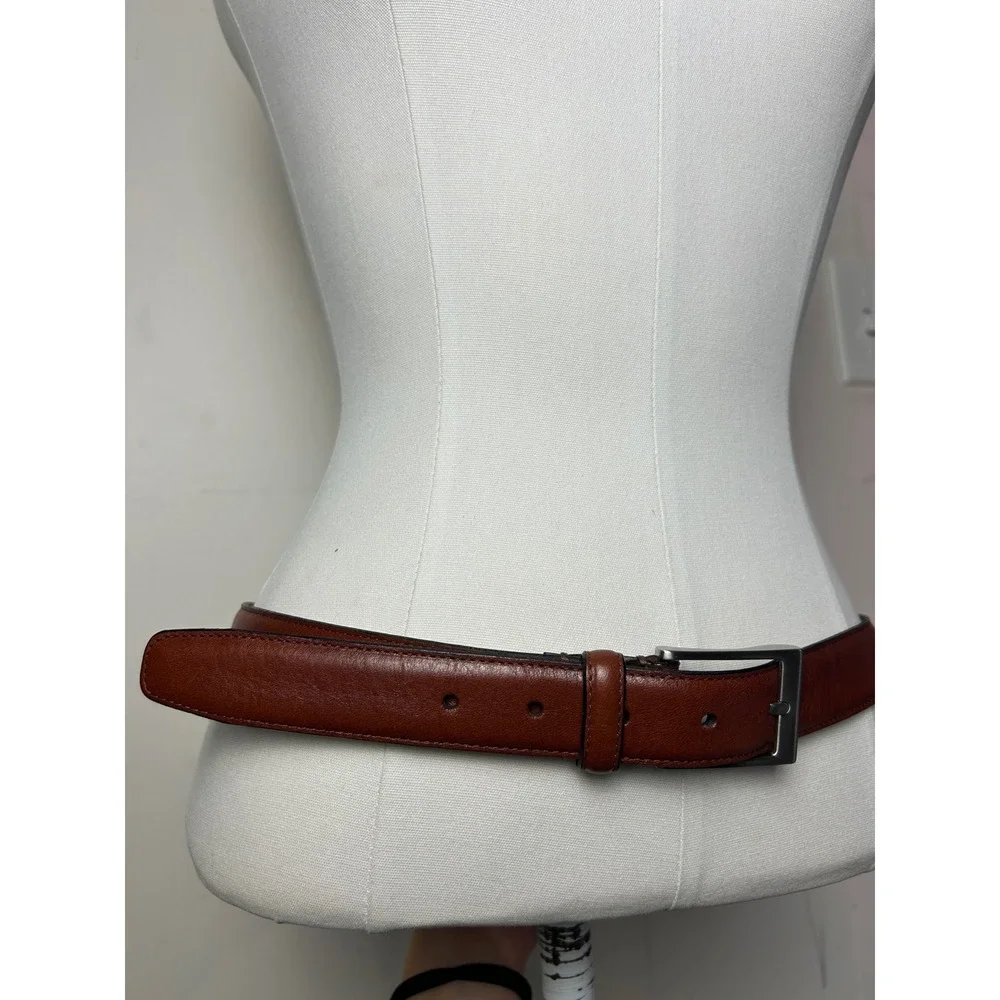 Mens Barneys New York Orange Brown Leather Belt Dress Belt Bundle Size 40 Causal